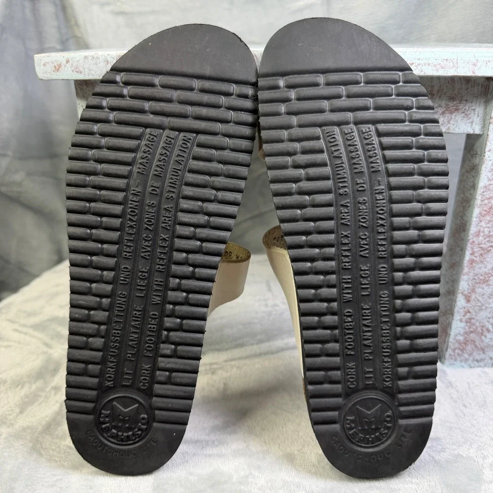 Mephisto Helen Sandals Womens 40 White Leather Cork Footbed Slides 6091572